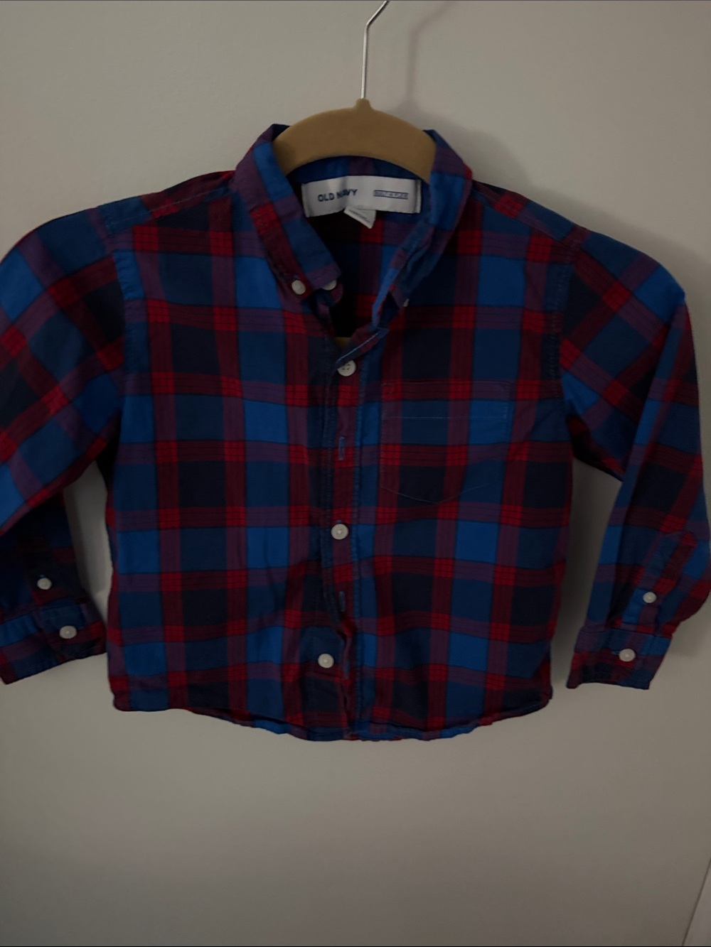Old Navy Boys Blue & Red Plaid Button-Down Shirt